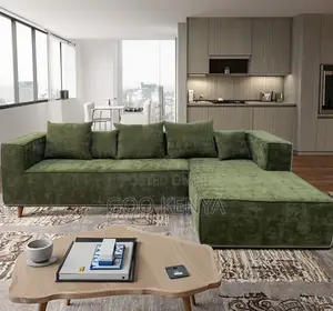 Home Sofa; L-shaped Fabric Sofa With Durable Frame And Soft Cushions