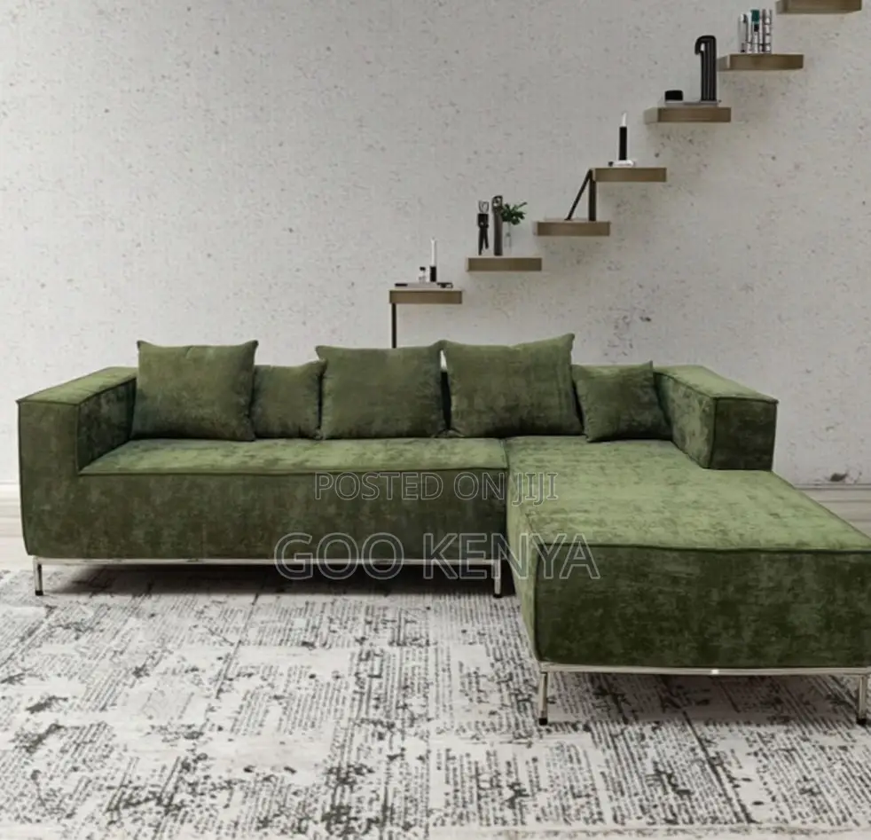Home Sofa; L-shaped Fabric Sofa With Durable Frame And Soft Cushions