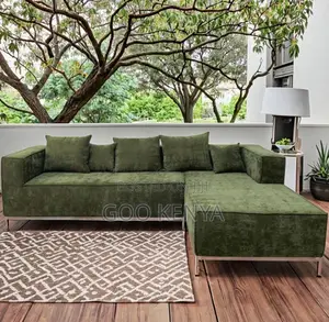 Home Sofa; L-shaped Fabric Sofa With Durable Frame And Soft Cushions