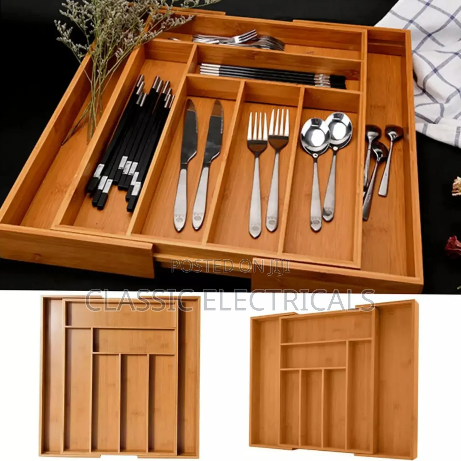 Multifunctional Bamboo Drawer Organizer