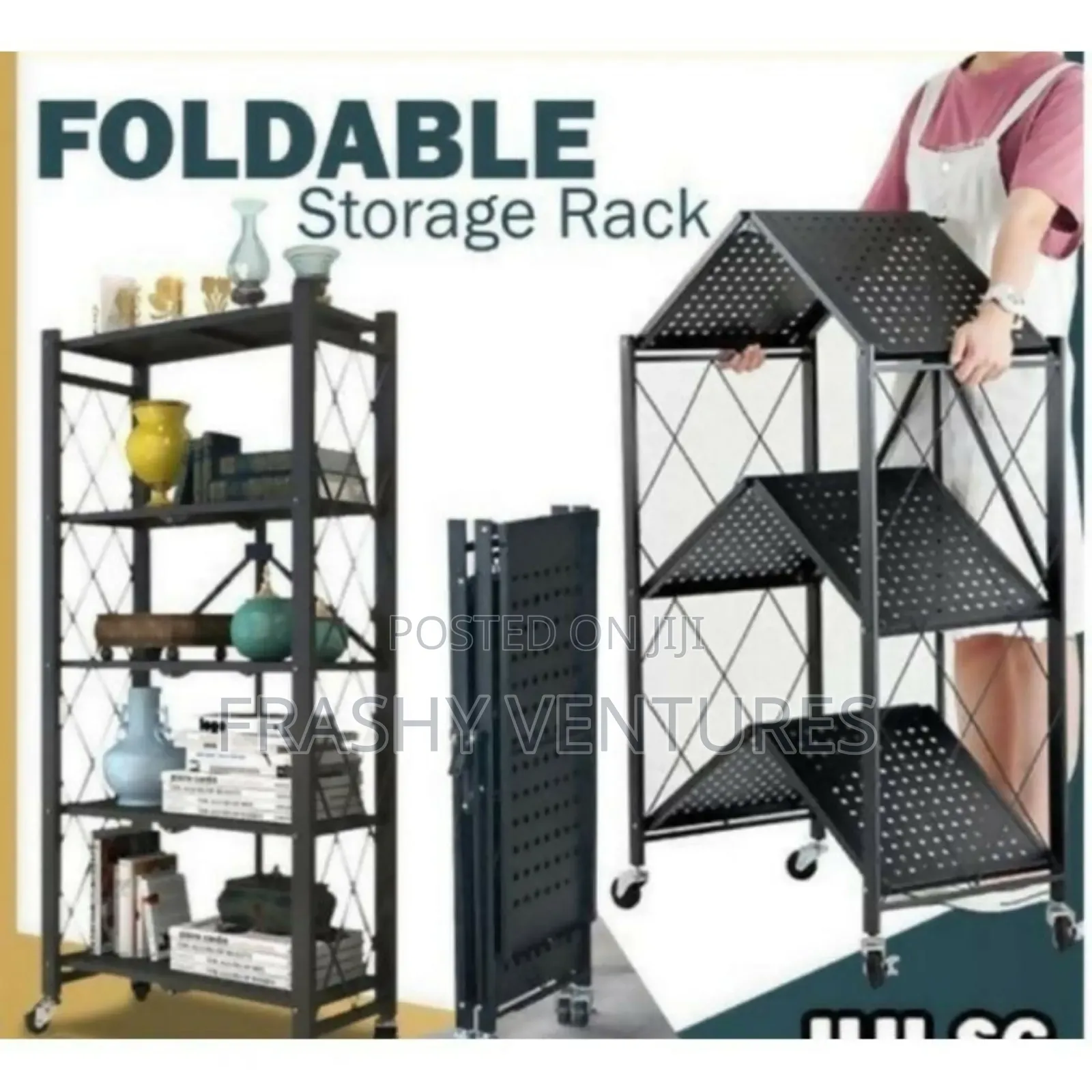 Big Size Foldable Kitchen Rack With Wheels.