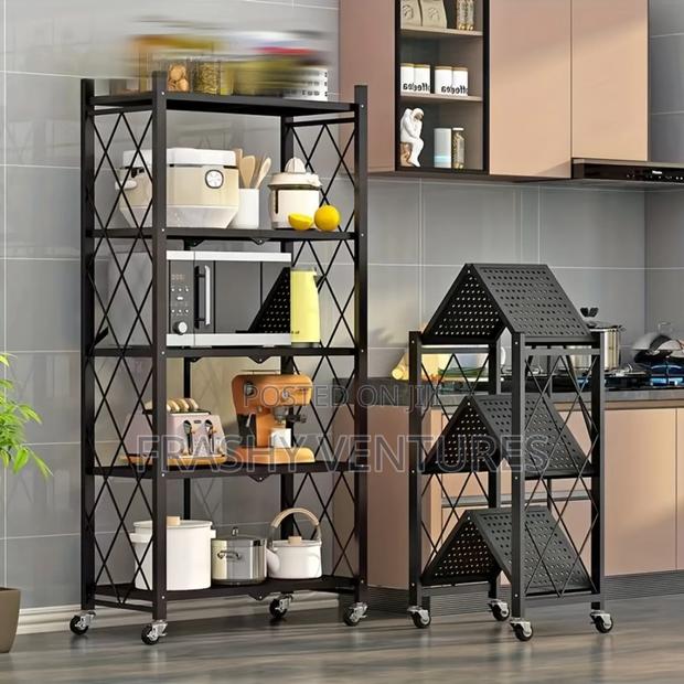 5 Layer Kitchen Rack Foldable With Wheels - main view