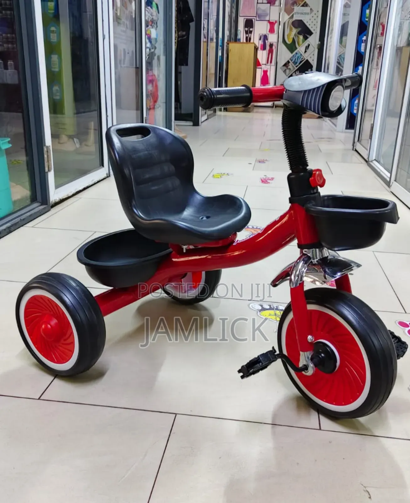 Kids Tricycle With Front Back Baskets –Br