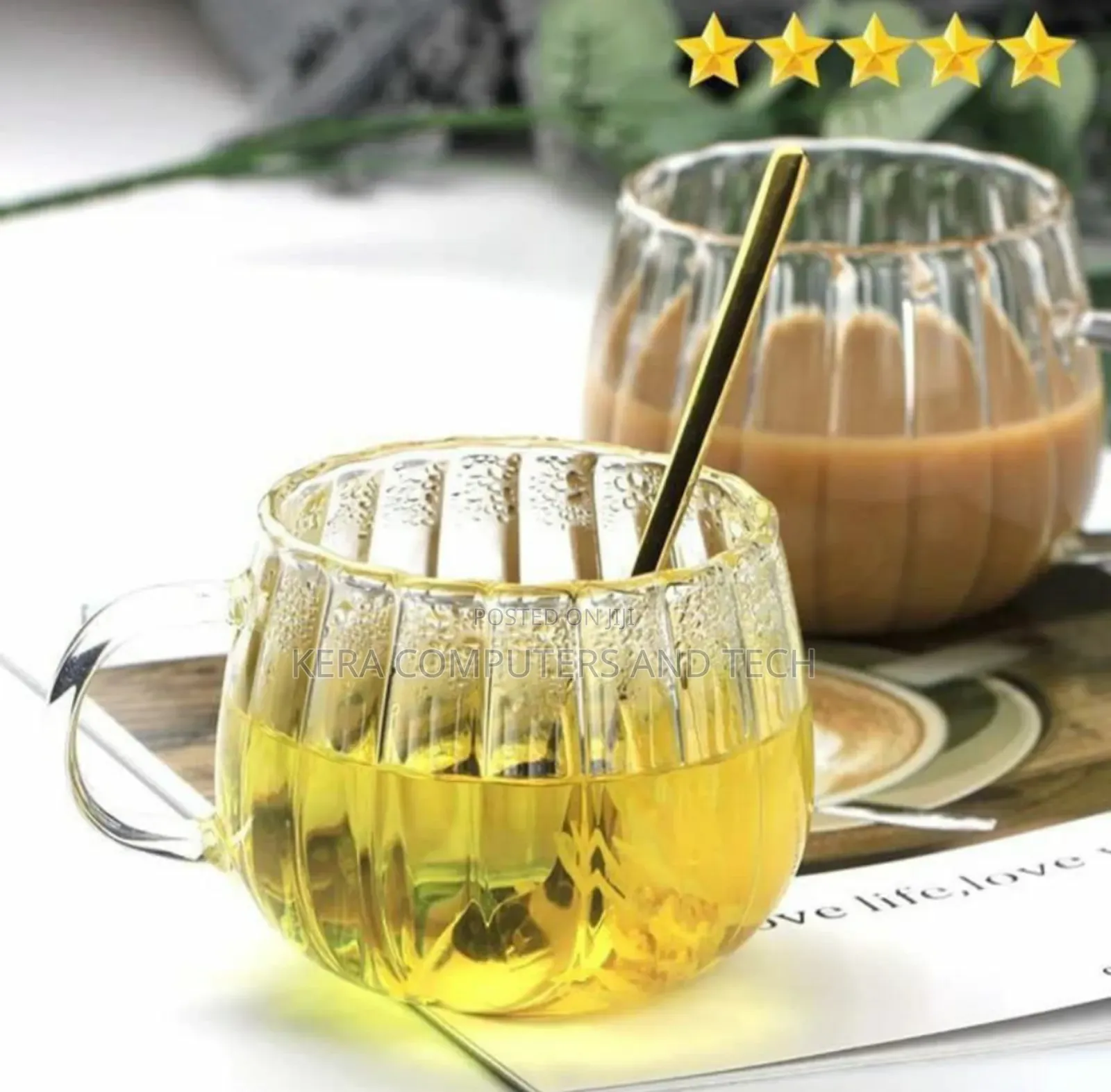 Stripped Pumpkin Shape Borosilicate Cups