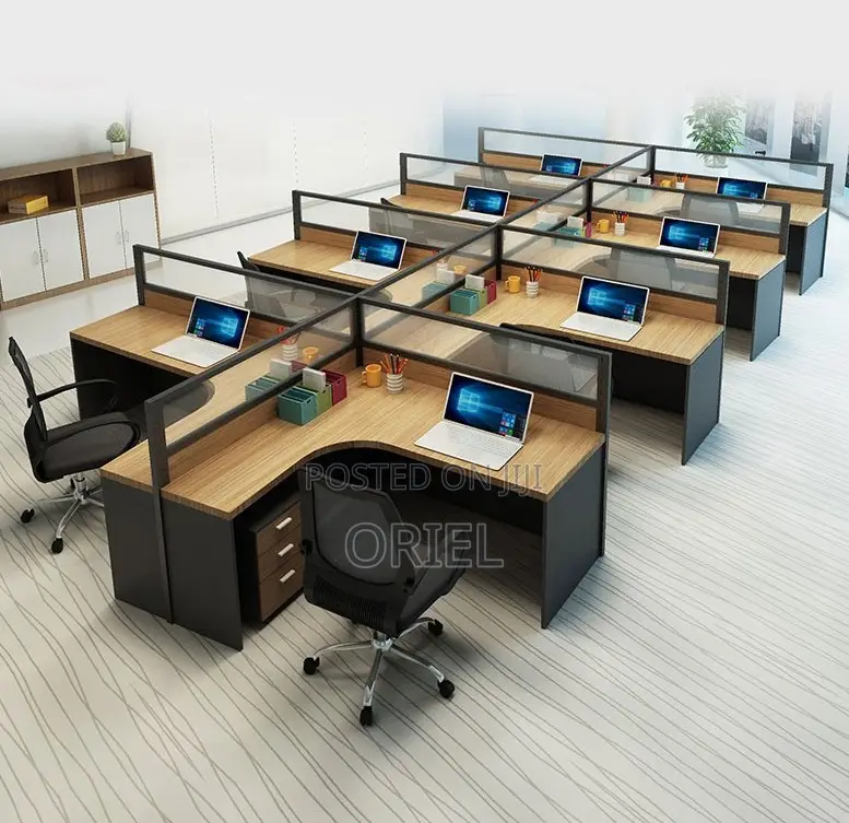 Office Workstation; Open-plan Curved 4-person Workstation