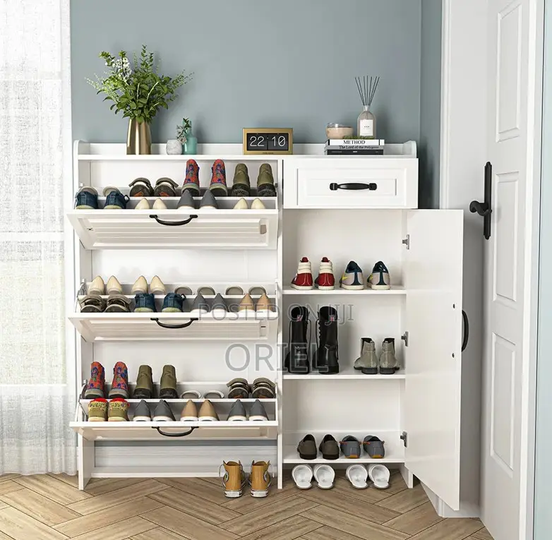 Home Decor; White Contemporary Footwear Storage Rack