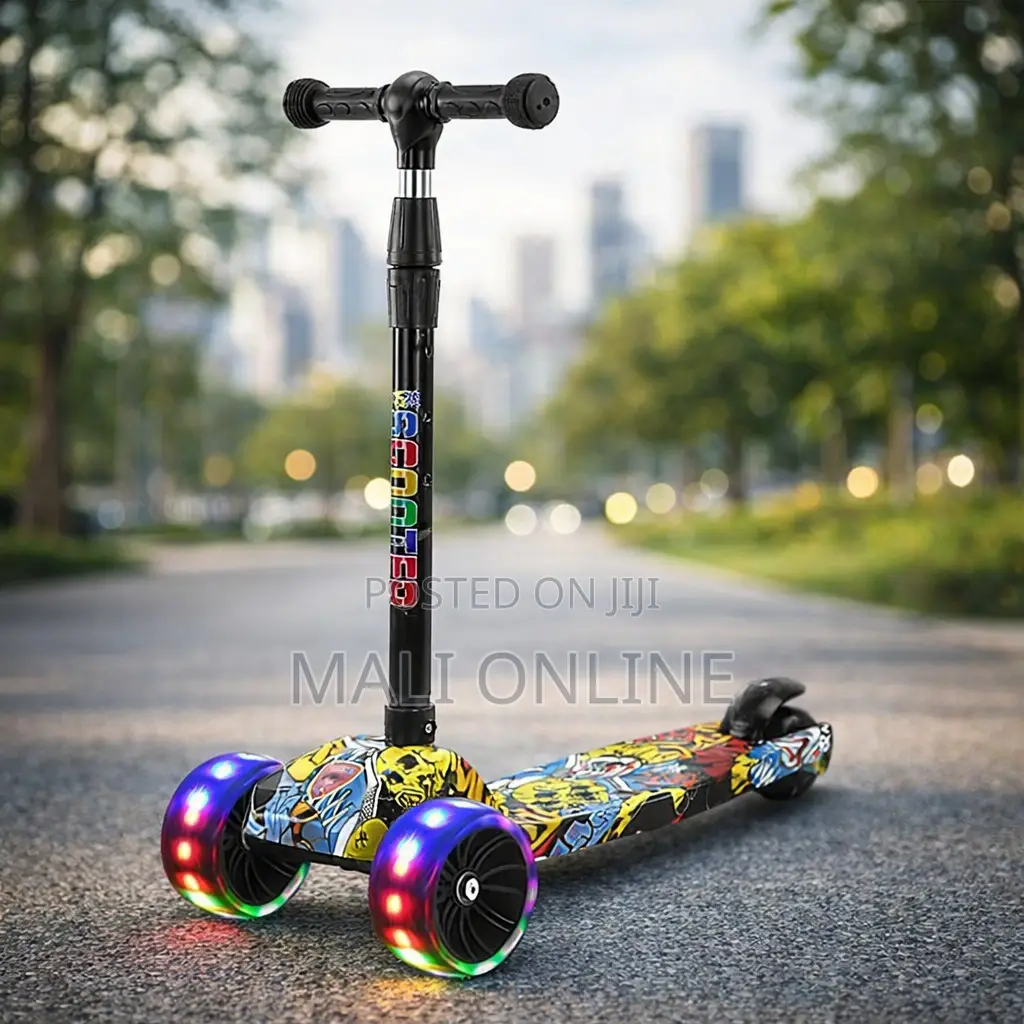 Kids 3-Wheel Kick Scooter With Led Light-Up Wheels Music