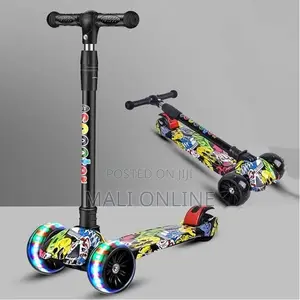 Kids 3-Wheel Kick Scooter With Led Light-Up Wheels Music