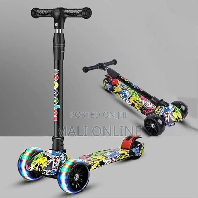 Kids 3-Wheel Kick Scooter With Led Light-Up Wheels Music