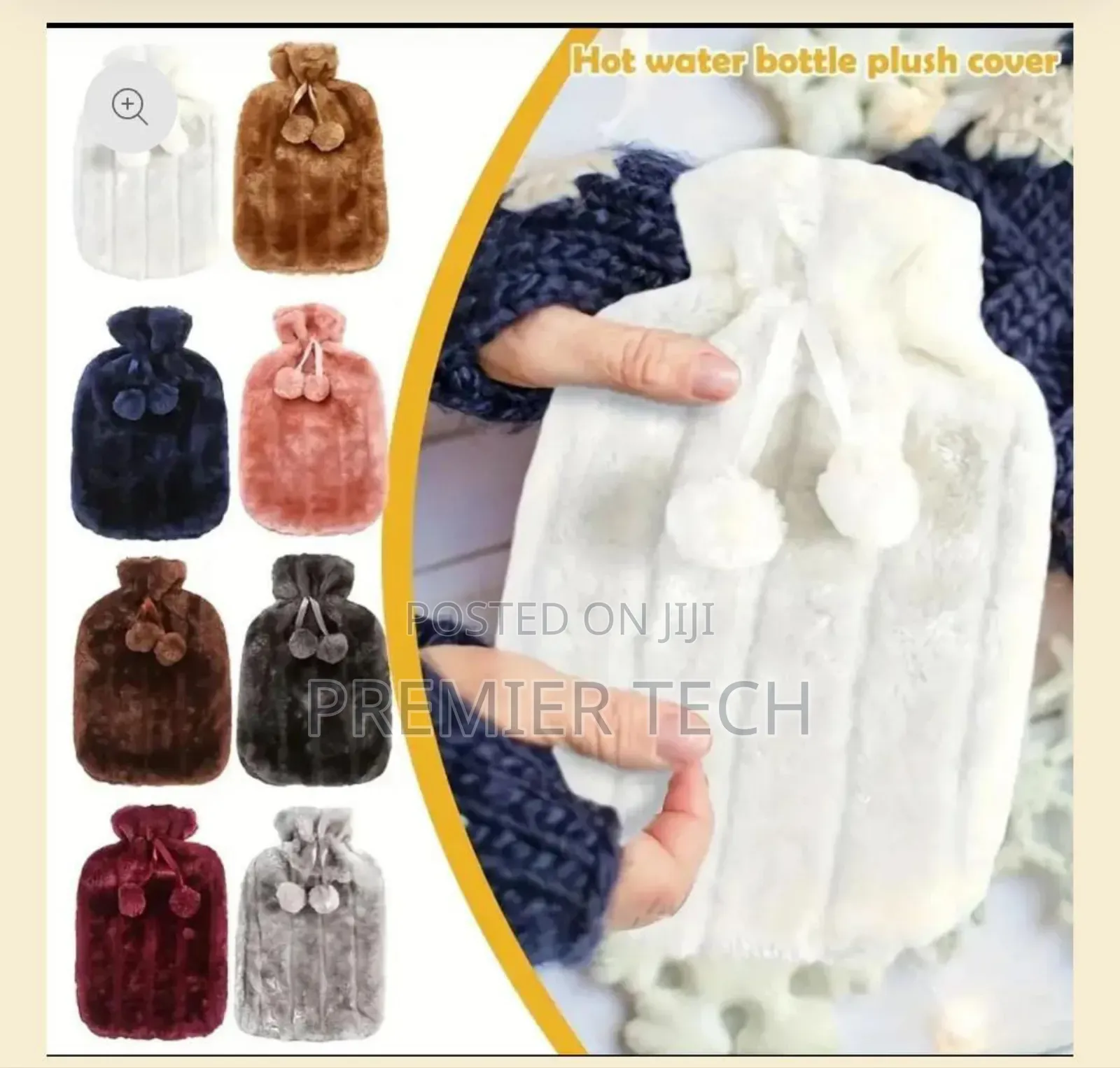 *Hot Water Bottle With Lid and Soft Plush Bag,2 Litres