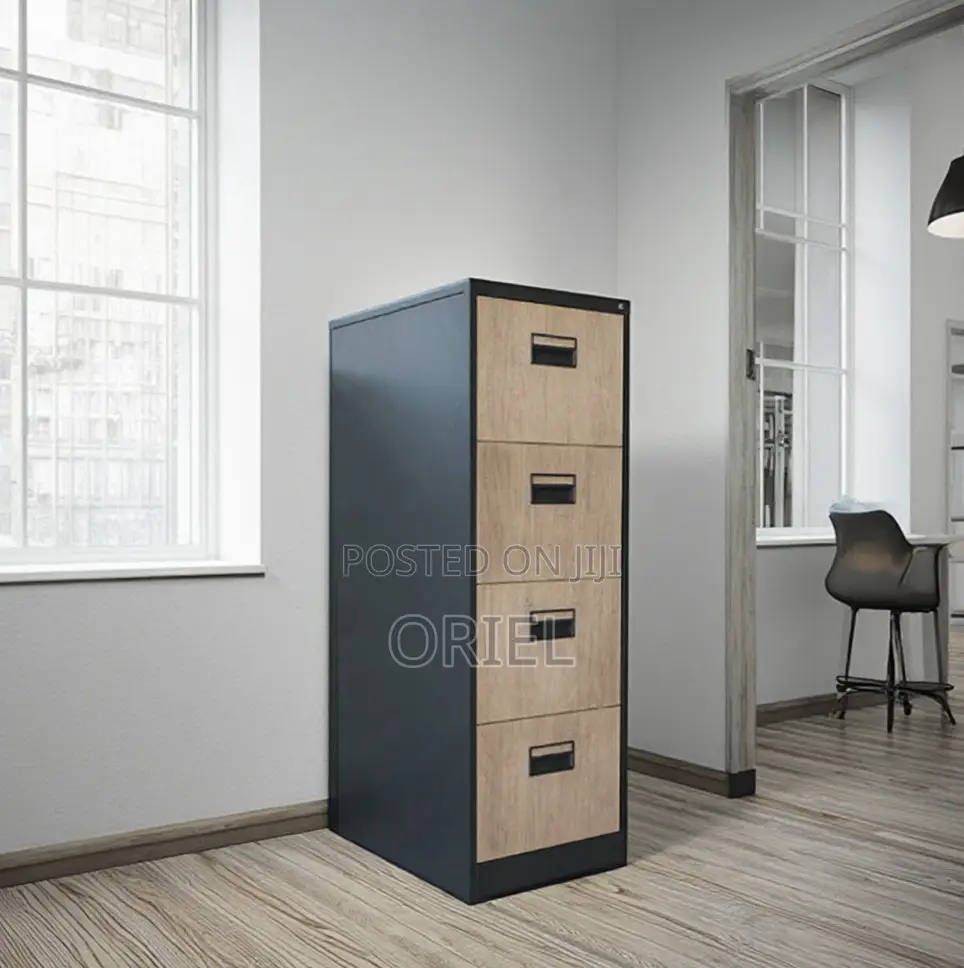 Office Cabinets; Industrial-Style 4-Drawer Office Storage Cabinet