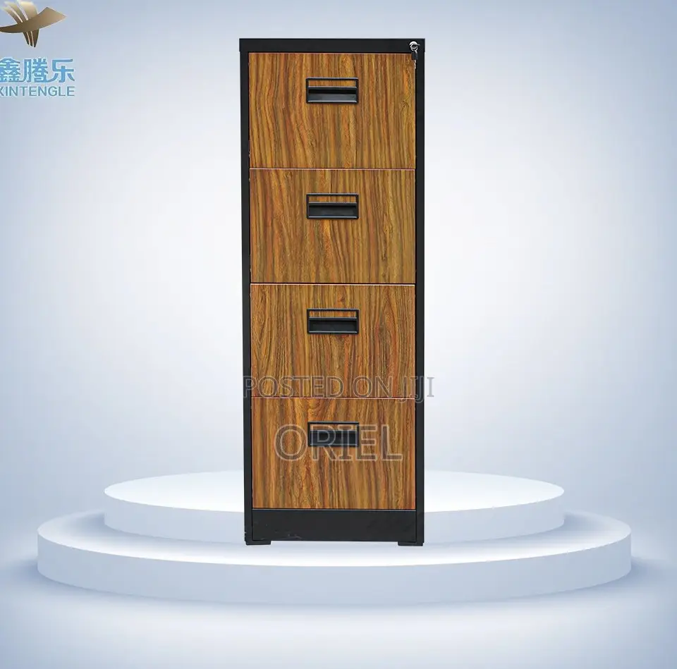 Office Cabinets; Industrial-Style 4-Drawer Office Storage Cabinet
