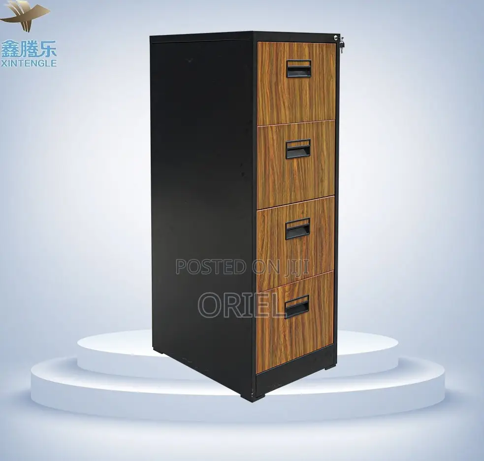 Office Cabinets; Industrial-Style 4-Drawer Office Storage Cabinet