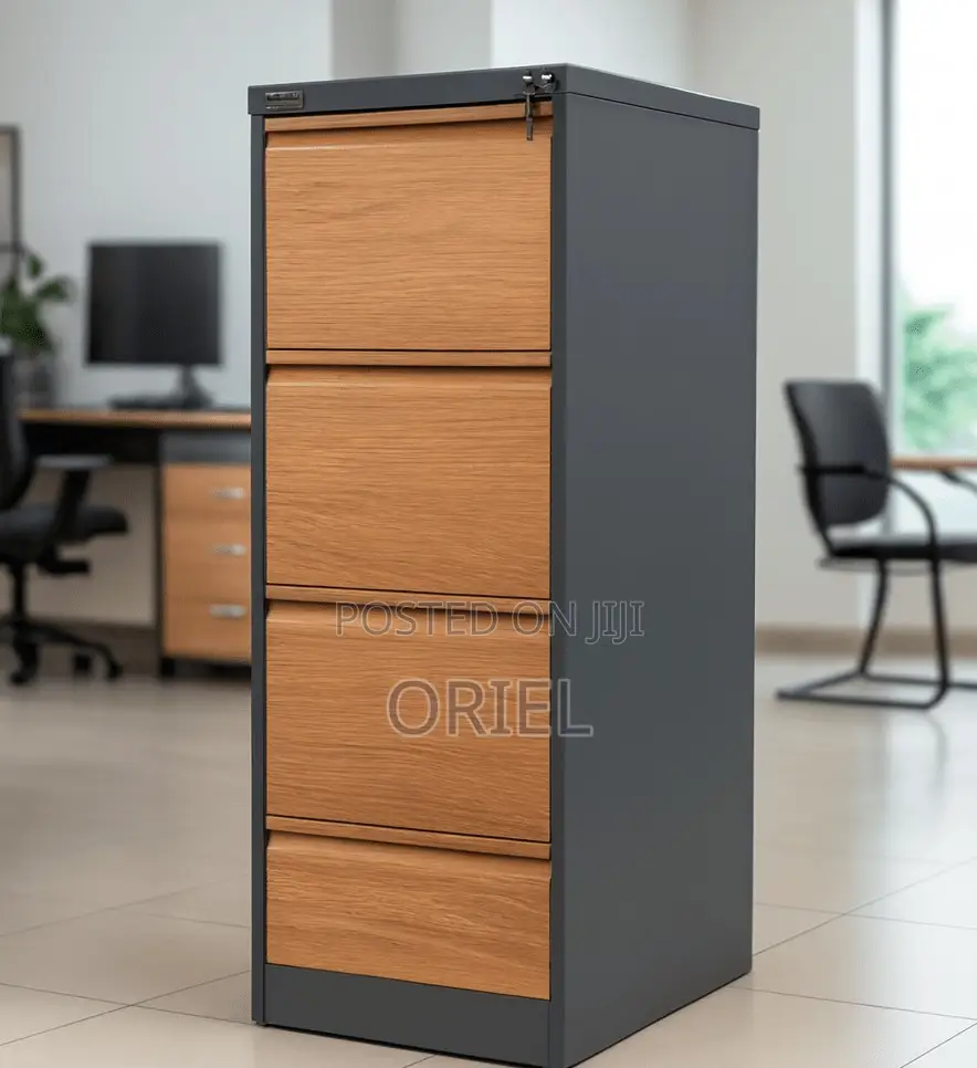 Office Cabinets; Industrial-Style 4-Drawer Office Storage Cabinet