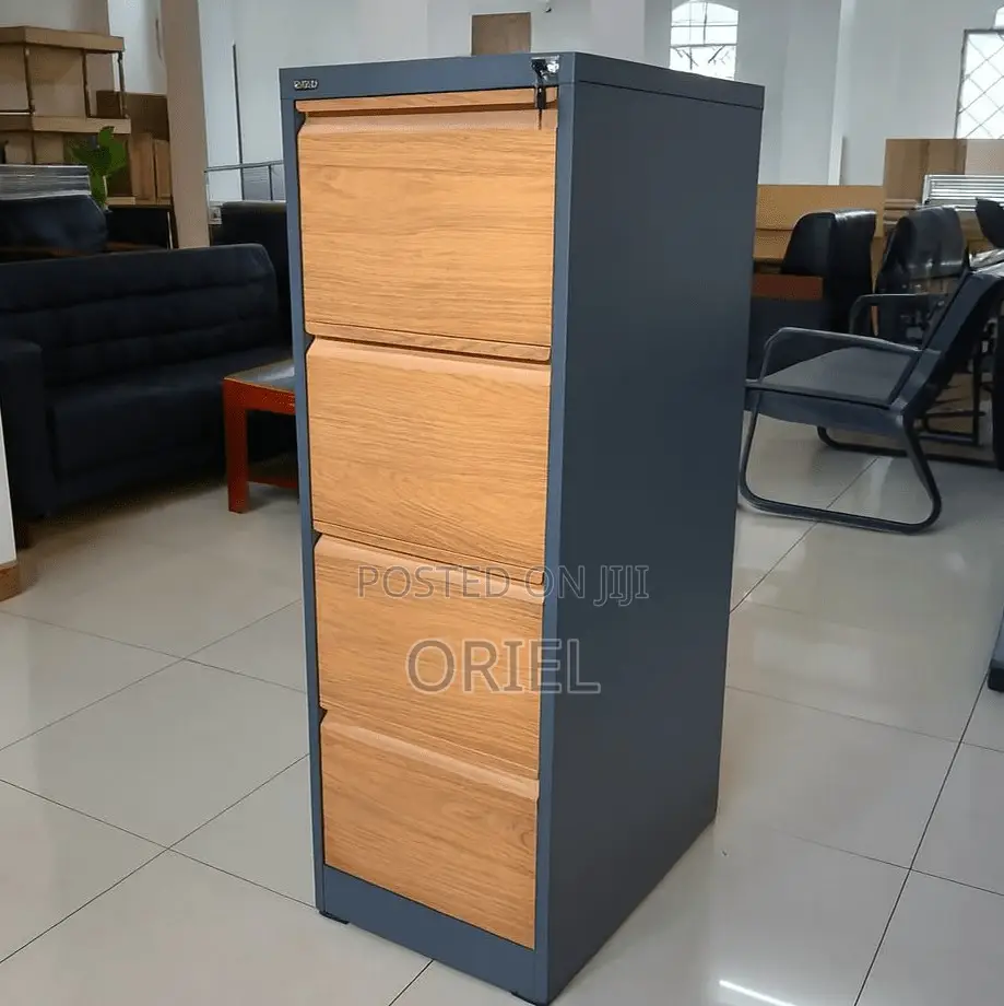 Office Cabinets; Industrial-Style 4-Drawer Office Storage Cabinet