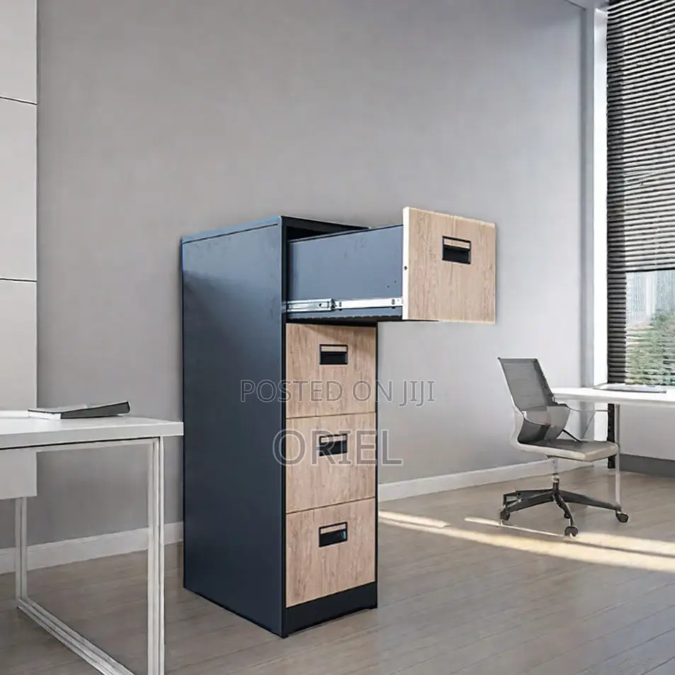 Office Cabinets; Industrial-Style 4-Drawer Office Storage Cabinet