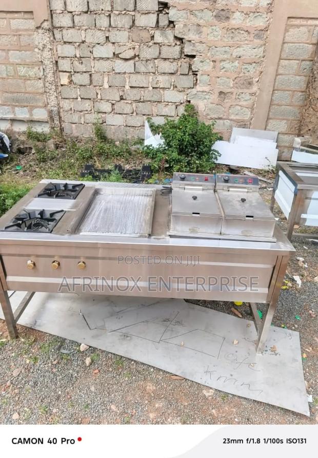 Two Burner Gas Cooker With Griddle and Imported Deep Fryer - main view