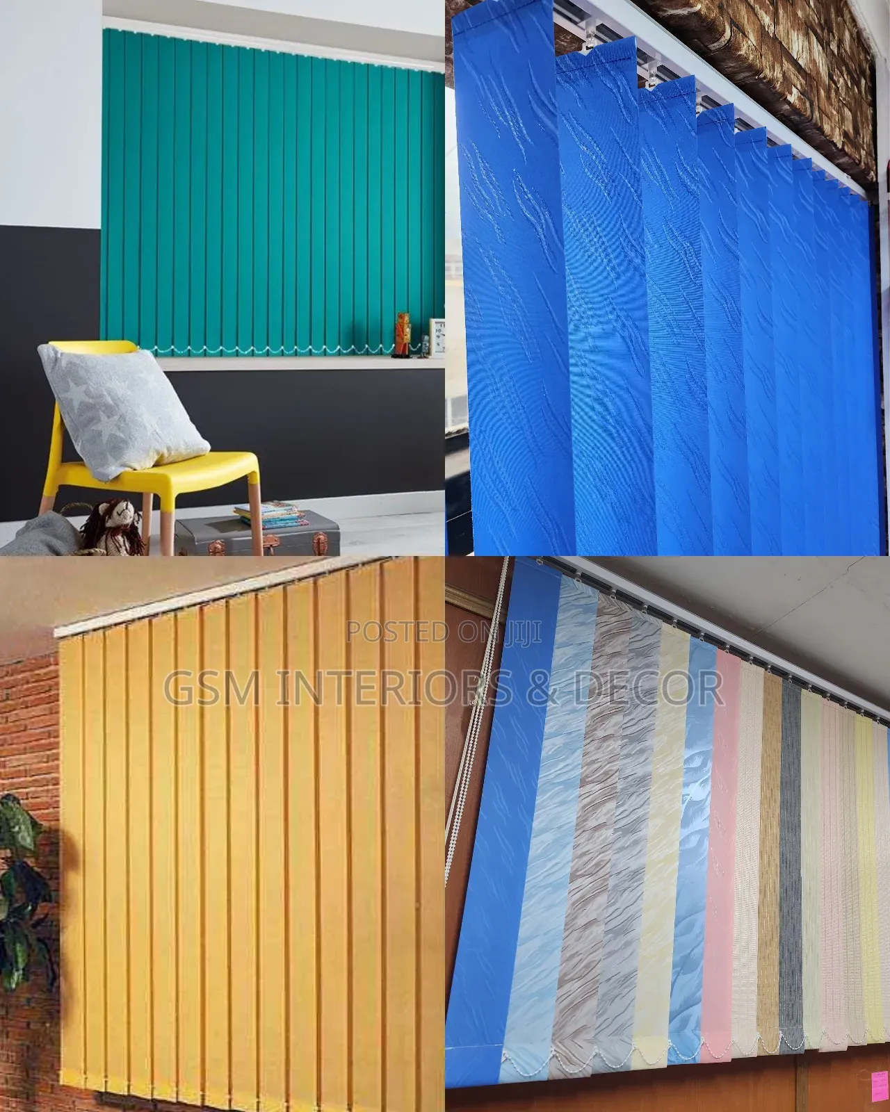 Beige Green and Blue Office Blinds/Curtains