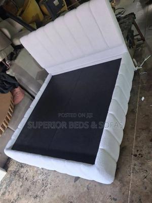 Quality Minimal White Upholstered Bed Size 5 by 6 - thumbnail 2