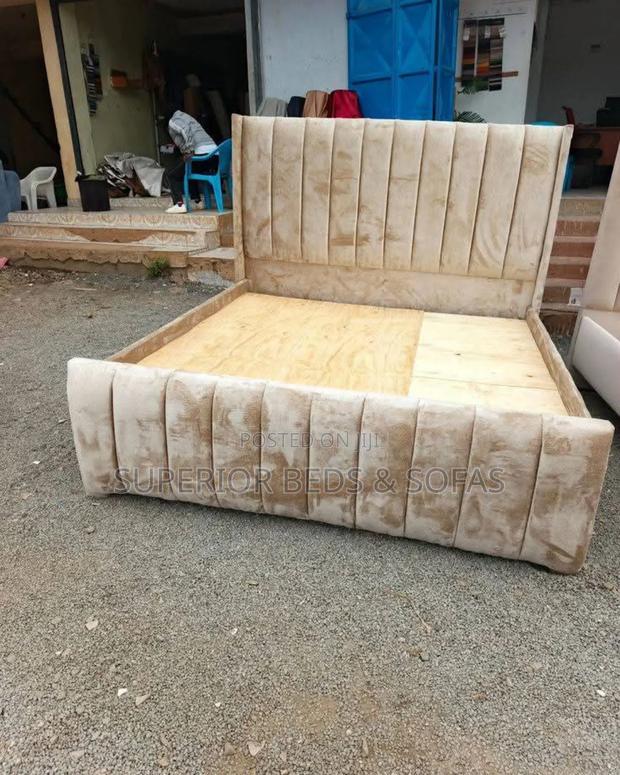 Beige Channel Bed Size 5 by 6 - main view