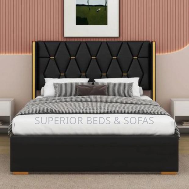 Black Geometric Panel Bed - main view