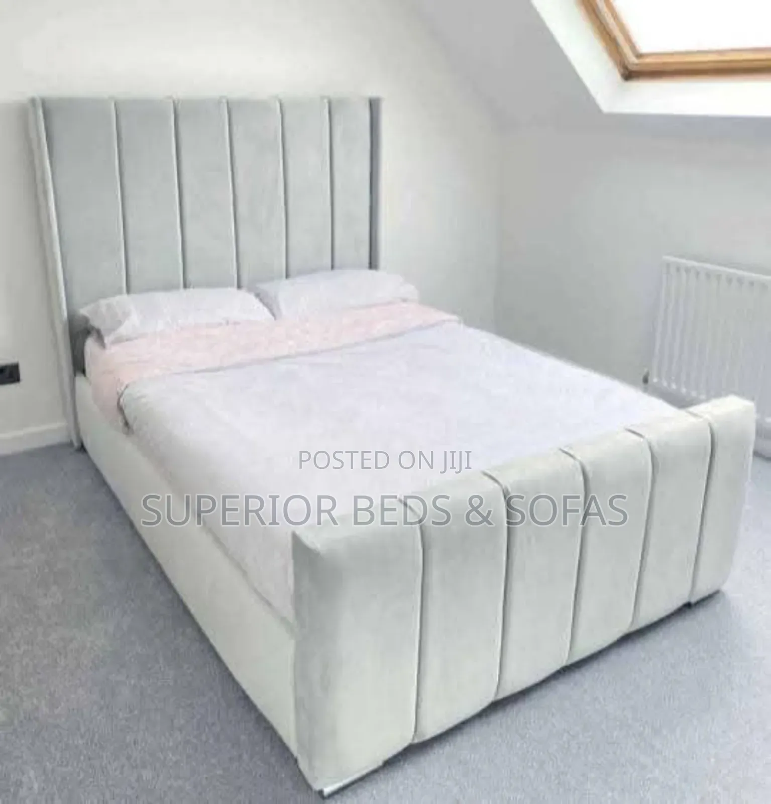 Light Grey Vertical Panel Bed