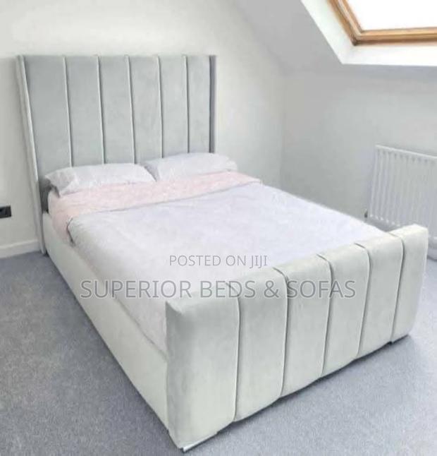 Light Grey Vertical Panel Bed