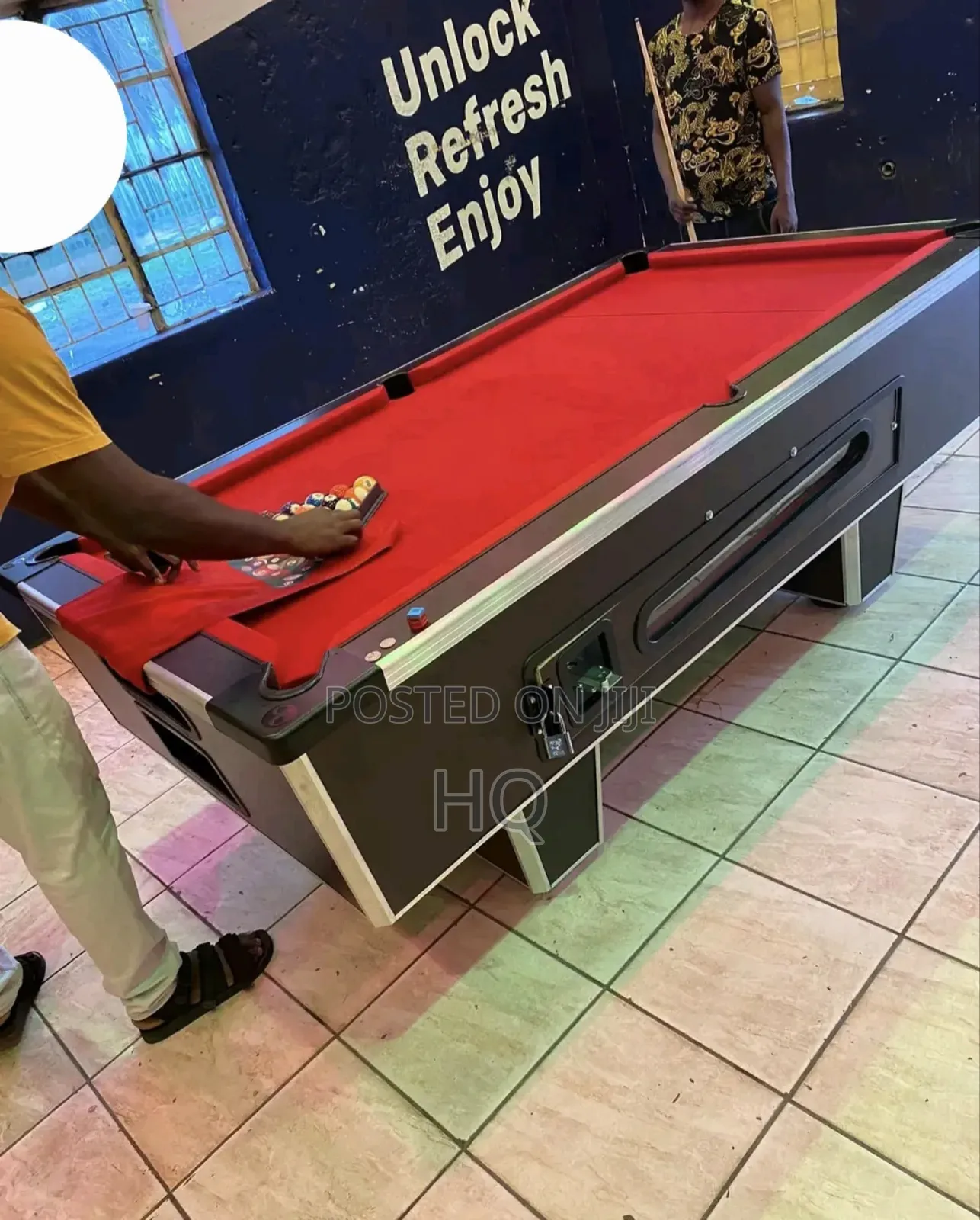 Pool Table Red Carpet Cloth Black Slate Marble Stone Model JSW-643-U