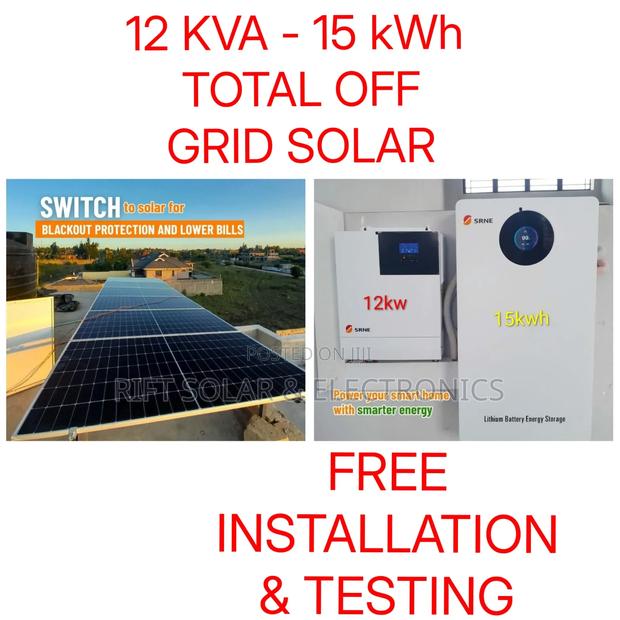 12 Kva Hybrid Inverter - 15 KWH Lithium Battery - (16)610 Watts System