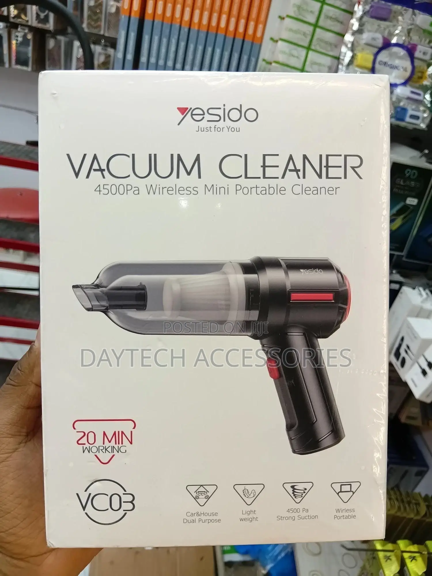 Yesido Vc03 Handheld Car Vacuum Cleaner - Black