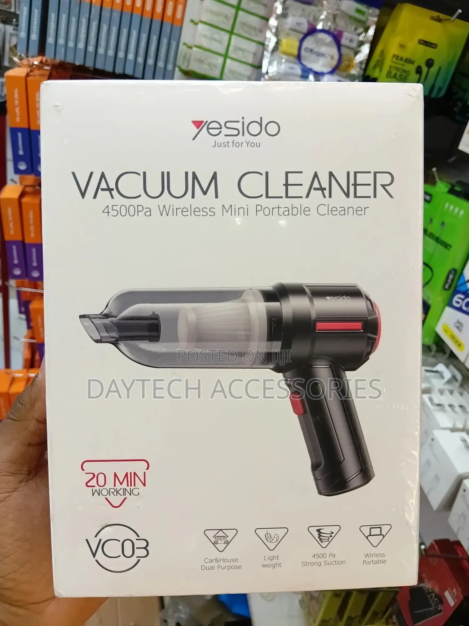 Yesido Vc03 Handheld Car Vacuum Cleaner - Black