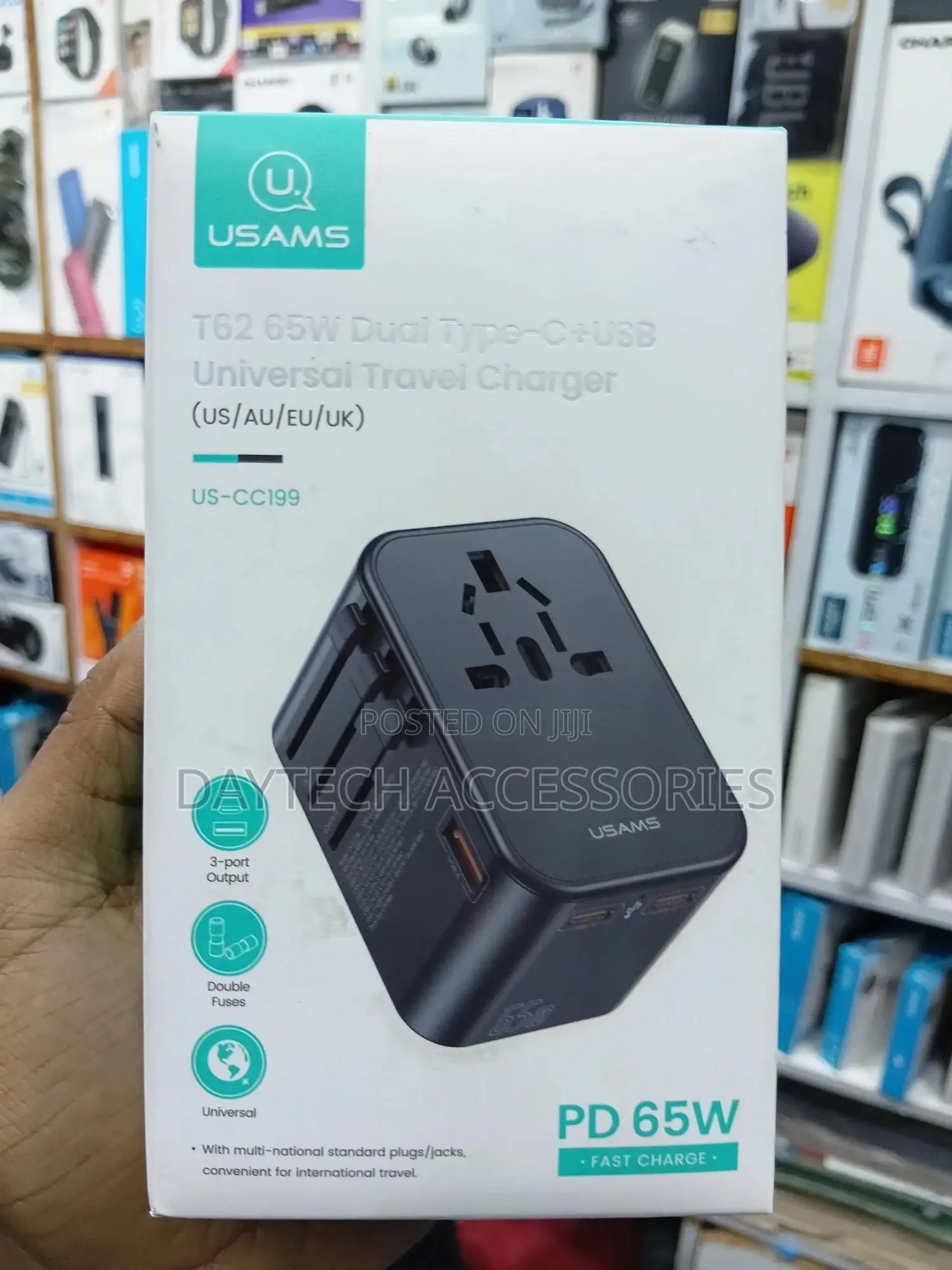 Usams 65w Pd Fast Dual Type-C Usb Universal Wall Travel Charger Adapte