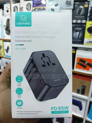 Usams 65w Pd Fast Dual Type-C Usb Universal Wall Travel Charger Adapte