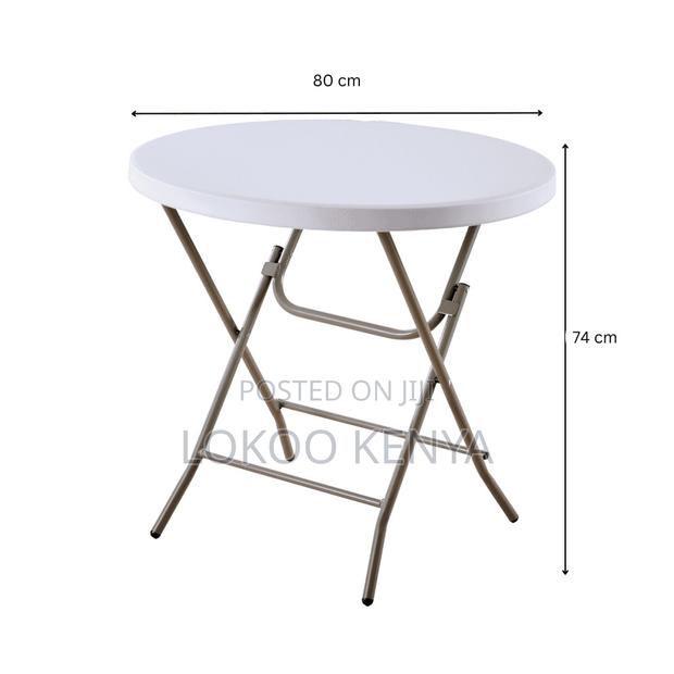 Dining Table; Round Plastic Foldable Outdoor-Picnic Dining Table - thumbnail 2