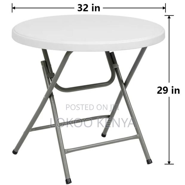 Dining Table; Round Plastic Foldable Outdoor-Picnic Dining Table - thumbnail 3