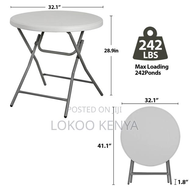 Dining Table; Round Plastic Foldable Outdoor-Picnic Dining Table - thumbnail 5