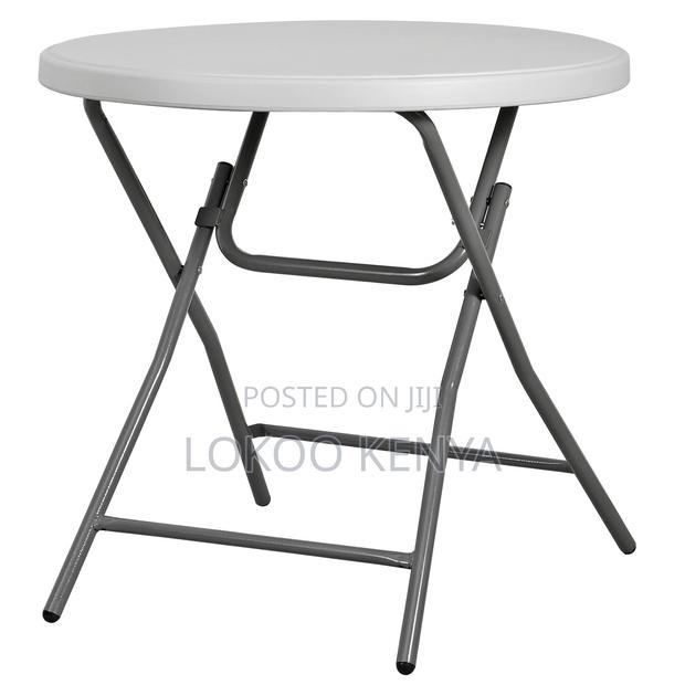 Dining Table; Round Plastic Foldable Outdoor-Picnic Dining Table - thumbnail 6