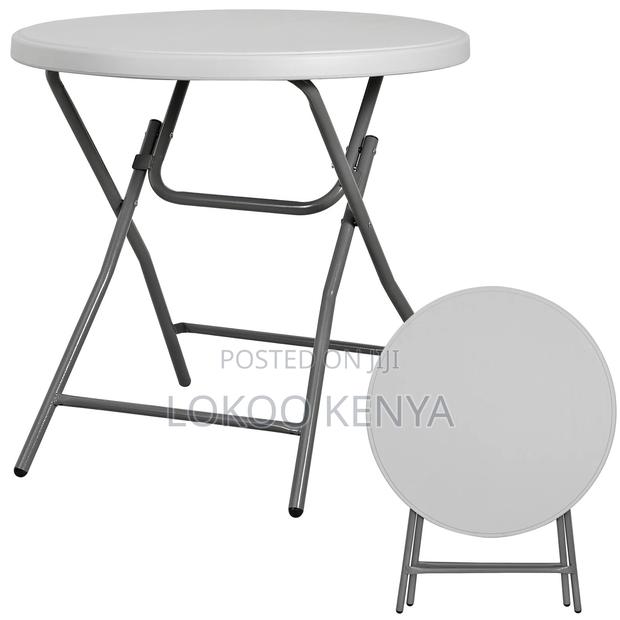 Dining Table; Round Plastic Foldable Outdoor-Picnic Dining Table - thumbnail 7