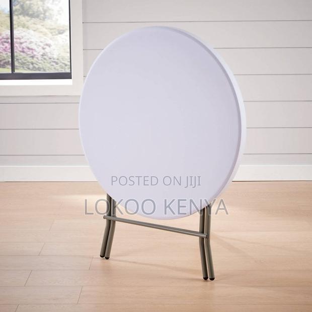 Dining Table; Round Plastic Foldable Outdoor-Picnic Dining Table - thumbnail 8
