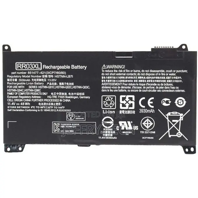 Battery for Hp Rr03xl – HSTNN-Ub7c, 851477-421 Laptops (