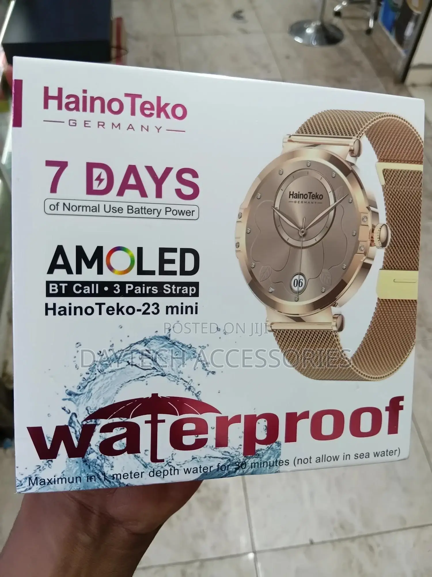 Hainoteko-23 Mini. Waterproof Smart Watch Bt Call+ 3 Pairs Strap