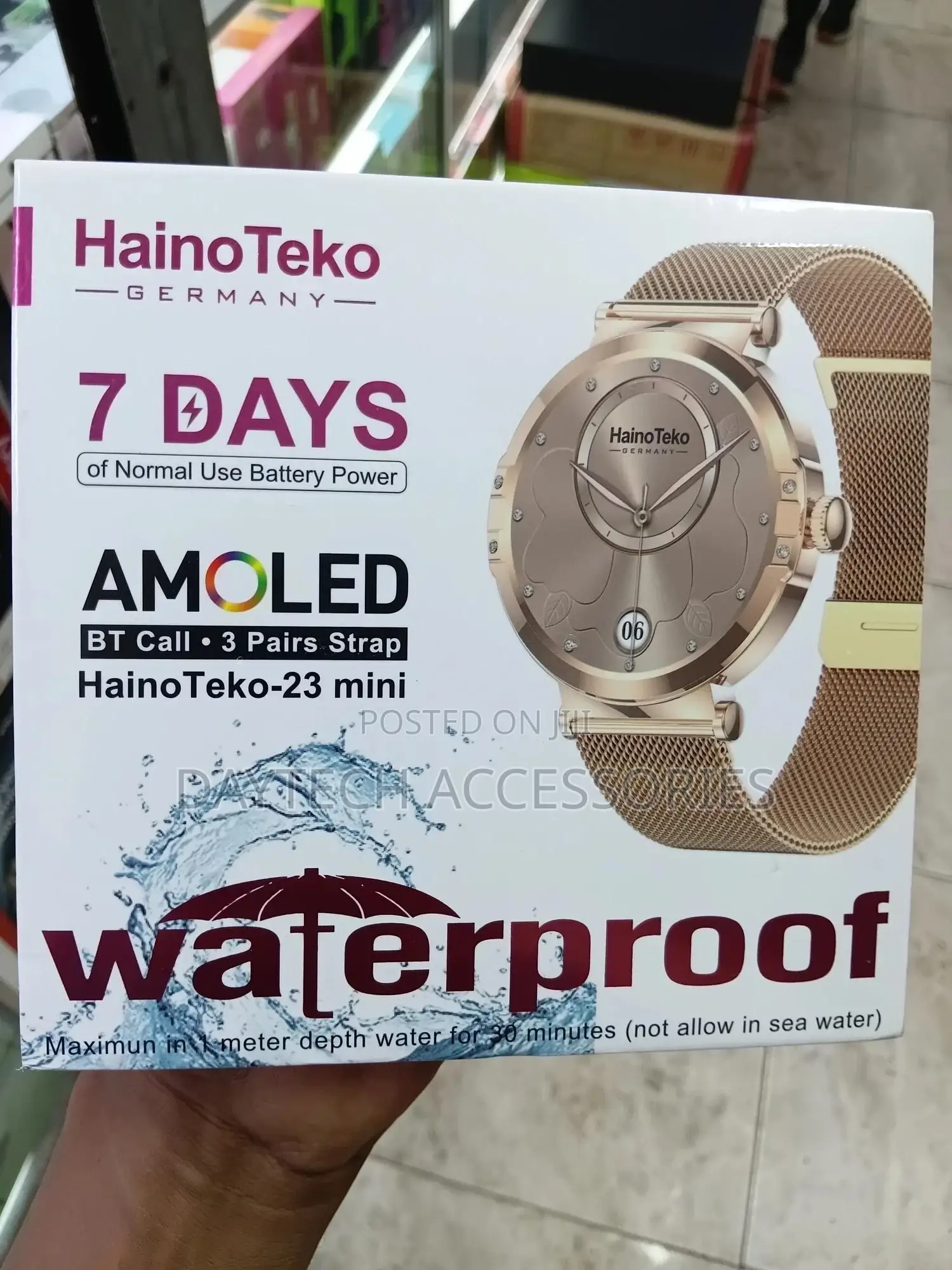 Hainoteko-23 Mini. Waterproof Smart Watch Bt Call+ 3 Pairs Strap