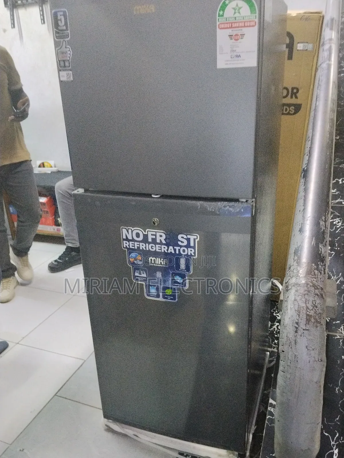 Mika Fridge, 202l, 2 Door Top Mount Freezer, No Frost, Inox Line Brush