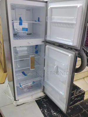 Mika Fridge, 202l, 2 Door Top Mount Freezer, No Frost, Inox Line Brush