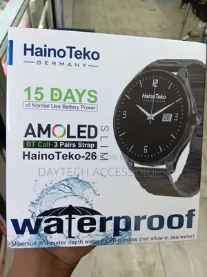 Hainoteko-26 Waterproof Smart Watch Slim Amoled Bt Call 3 Pairs Straps