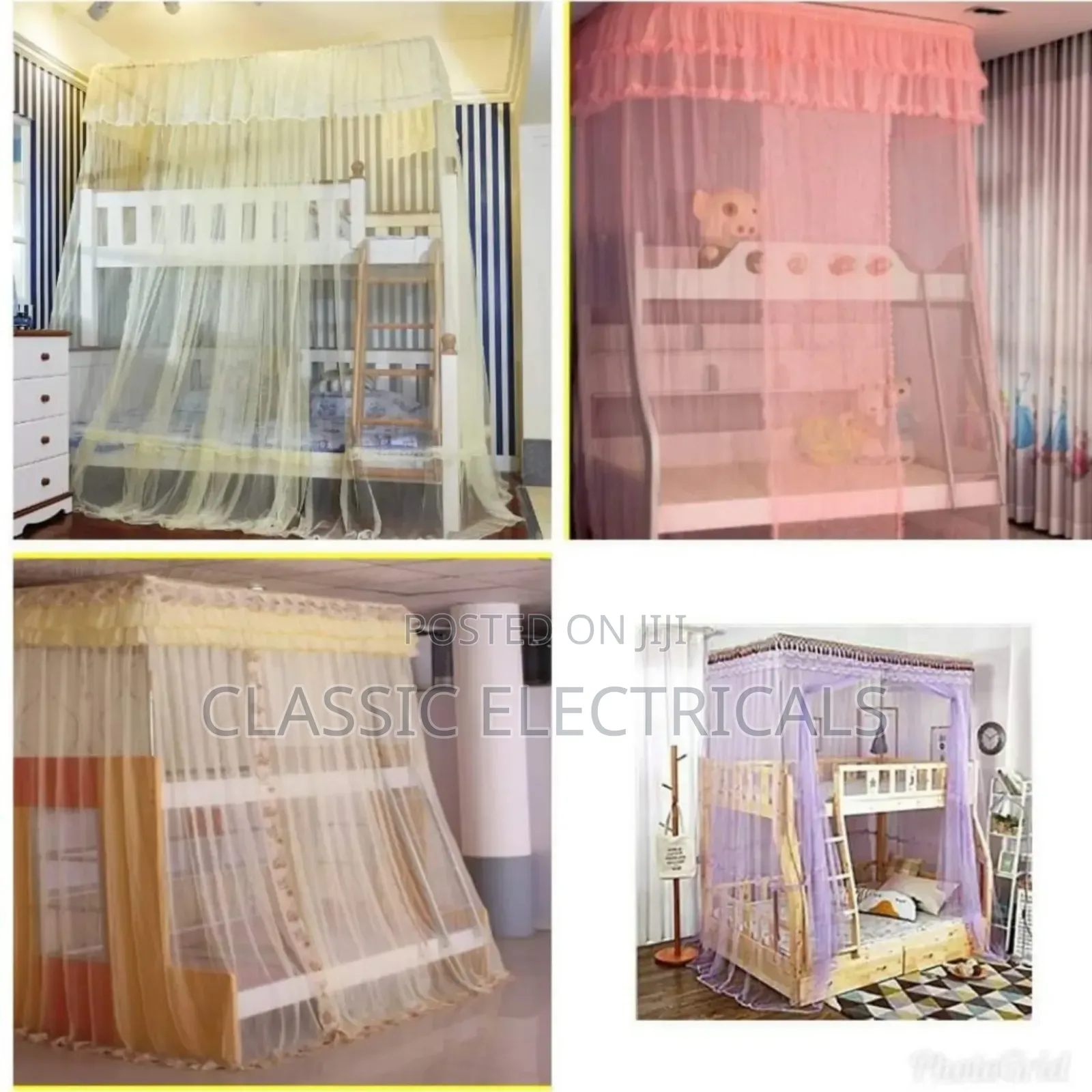 *Double Decker Nets* Colours: Purple, Pink White, Cream.