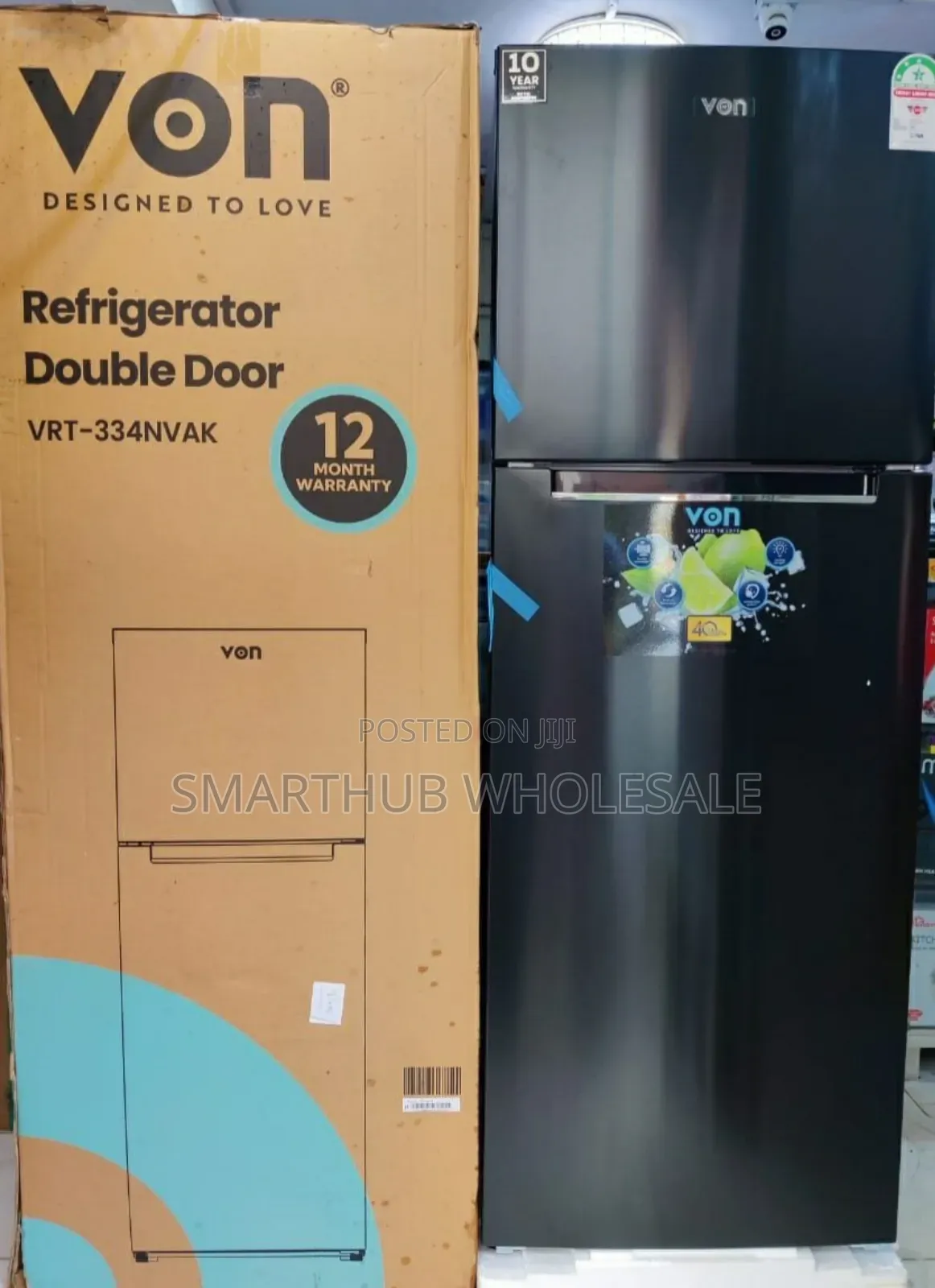 Von 334l Non Frost Dark Inox Fridge