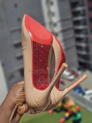 Crystal-Covered Red Bottom Stiletto Heel