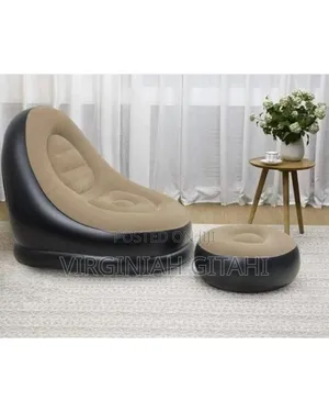 Back,Blue Purple Inflatable Sofa Seat With Foot Stool and Manual Pump