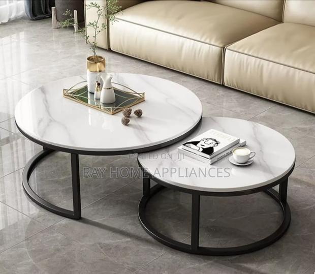 2 in 1 Pure Marble Table With Black Stand - main view
